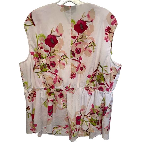 Lane Bryant Faux Wrap Tank Women's Size 22/24 White Floral Sleeveless Top 3X - Picture 4 of 8